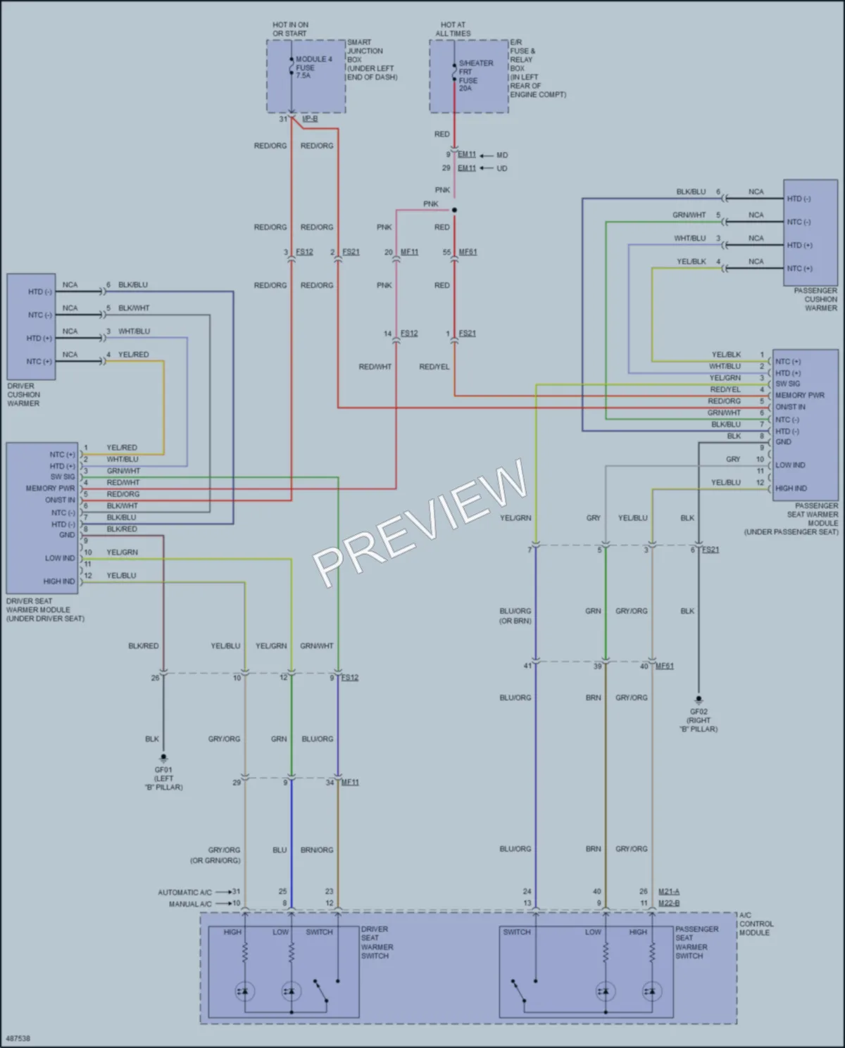 2016 Hyundai Elantra Power Seats wiring diagram preview