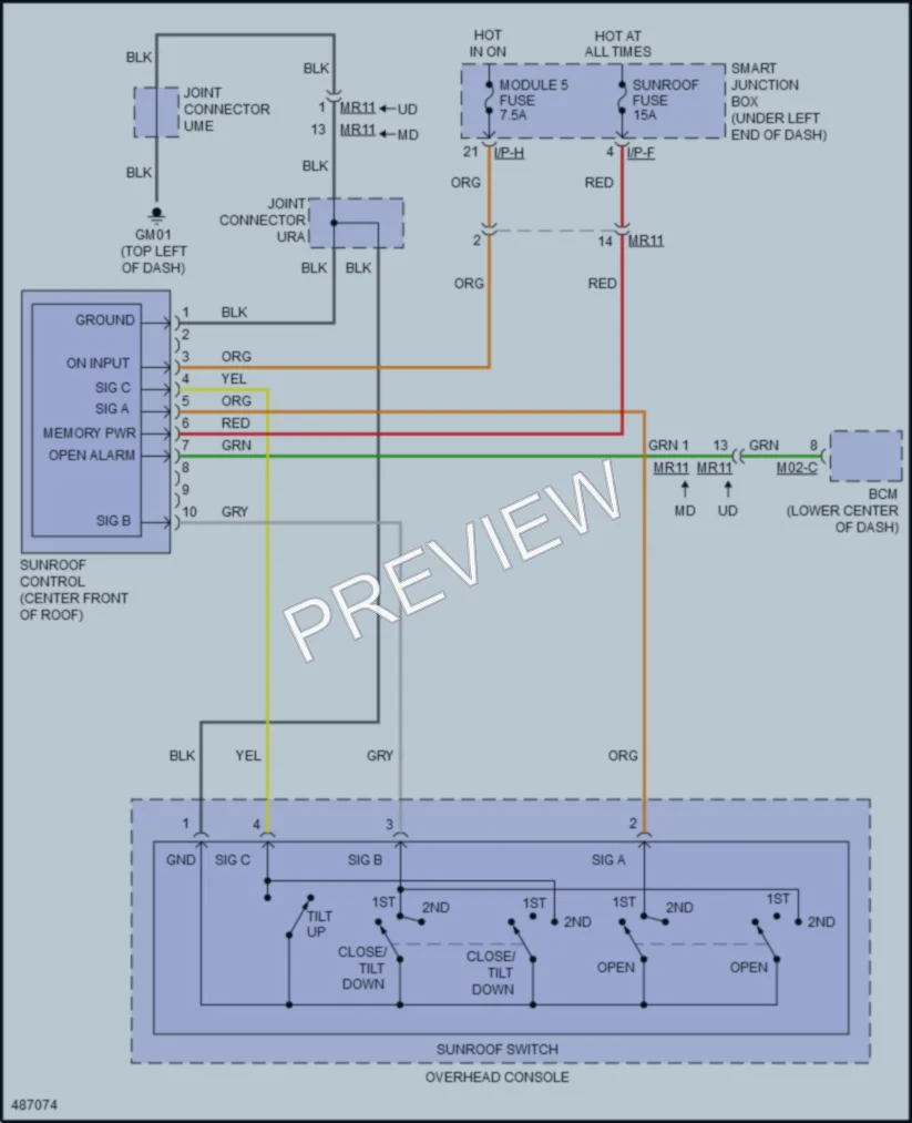 2016 Hyundai Elantra Power Top Sunroof wiring diagram preview