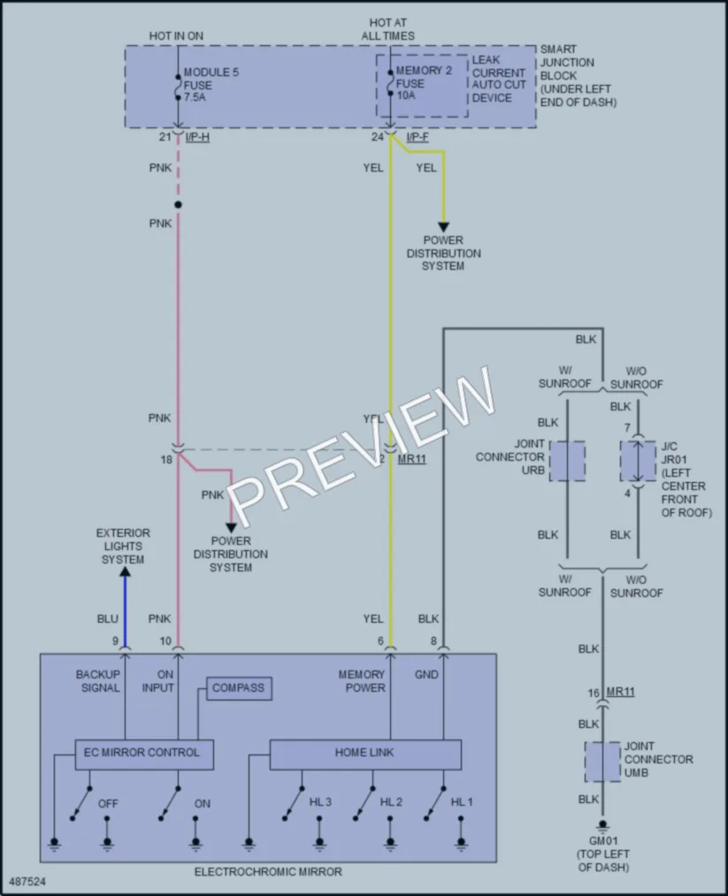 2016 Hyundai ElantraGT Power Mirrors wiring diagram preview