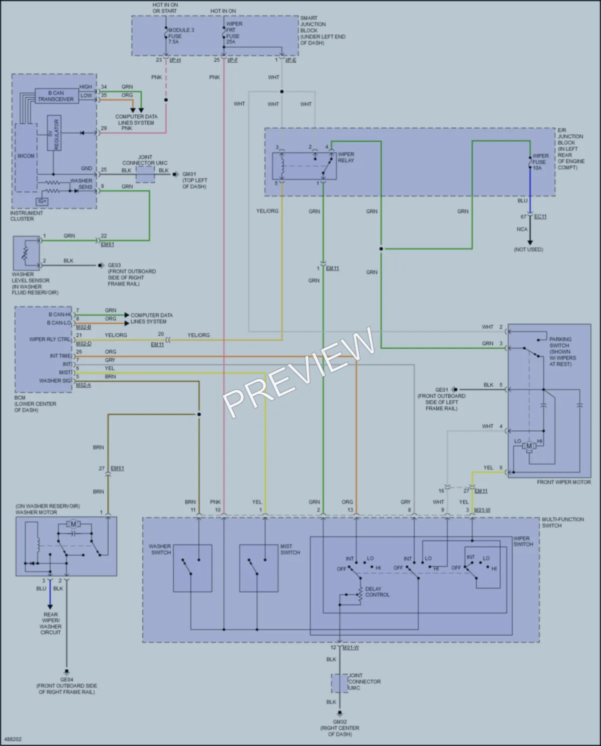 2016 Hyundai ElantraGT Wiper Washer wiring diagram preview