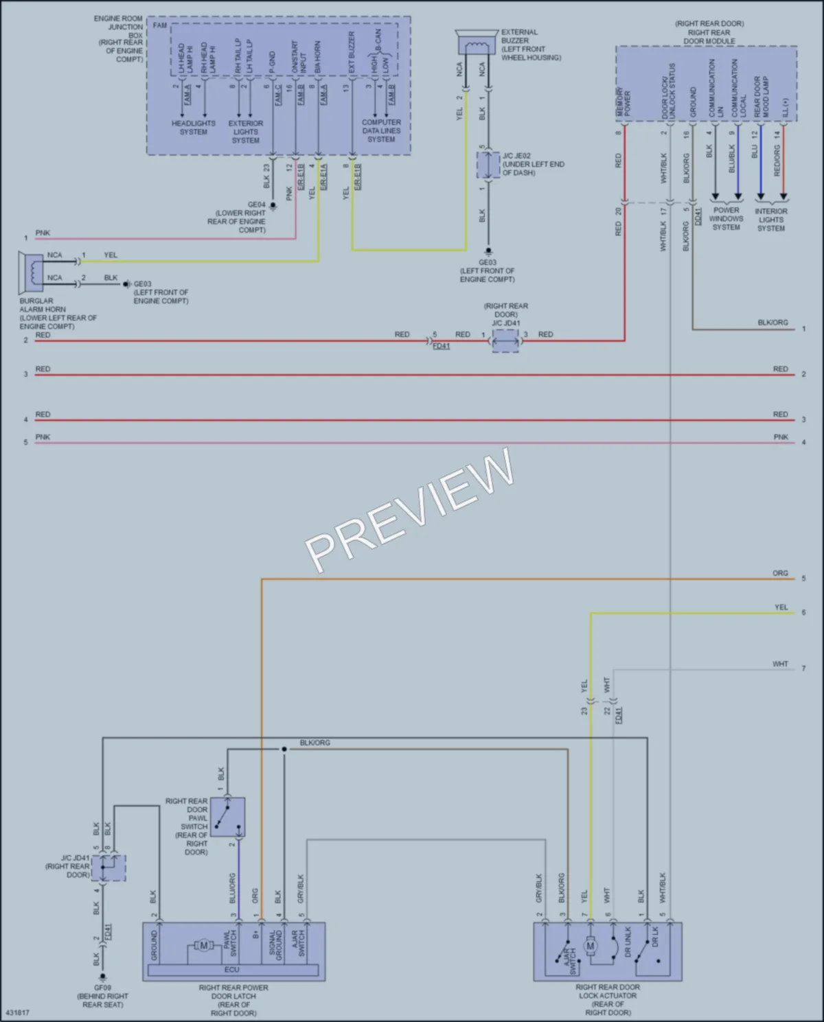 2016 Hyundai Equus Power Door Locks wiring diagram preview