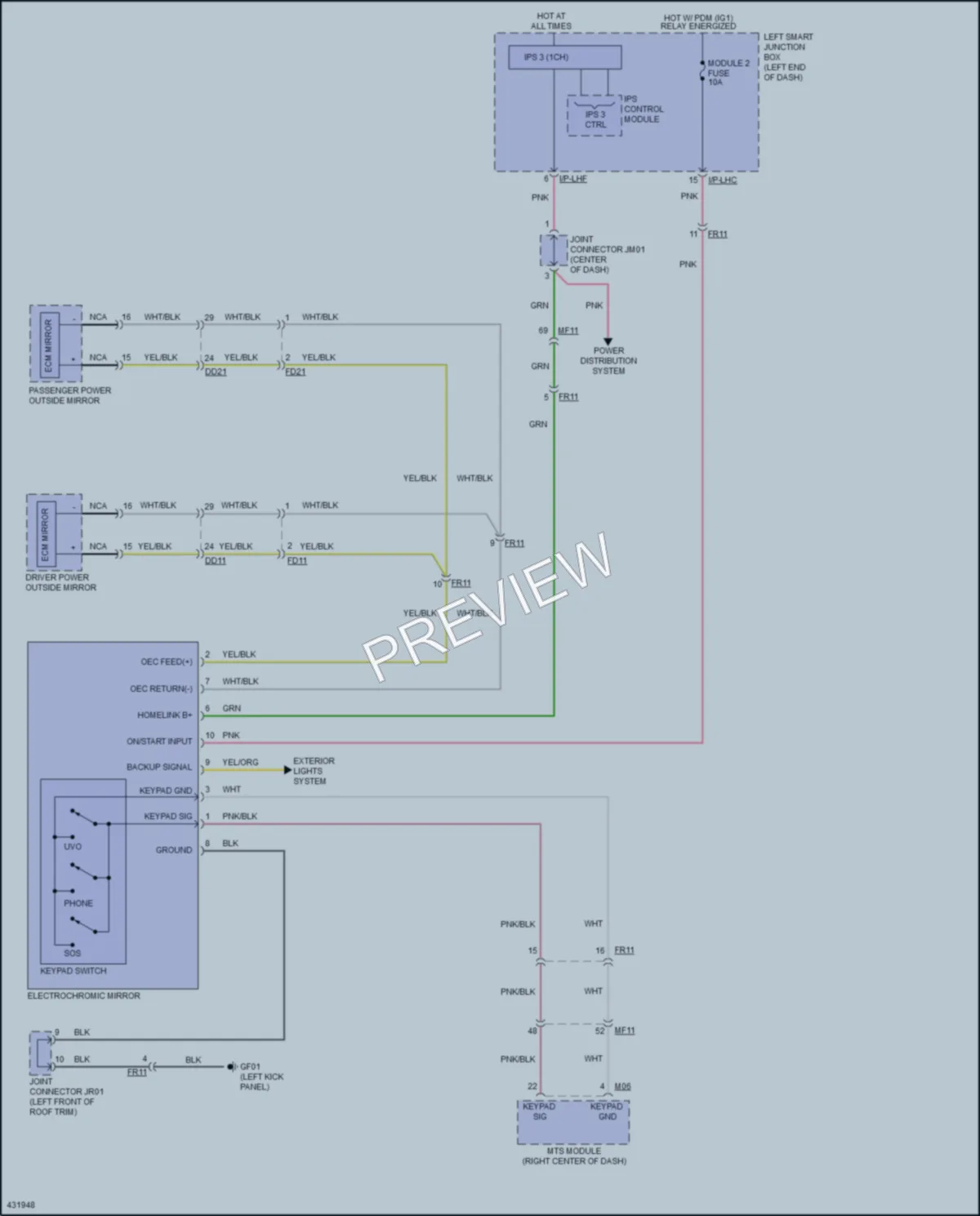 2016 Hyundai Equus Power Mirrors wiring diagram preview