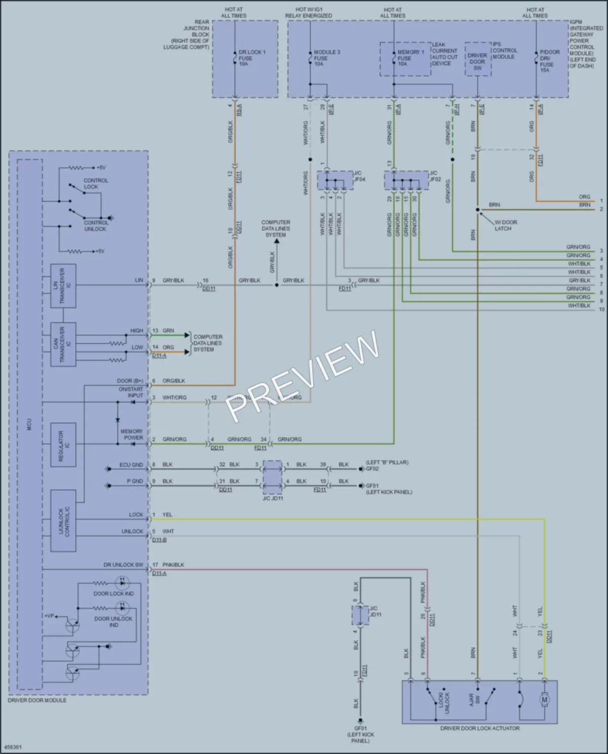 2016 Hyundai Genesis Power Door Locks wiring diagram preview