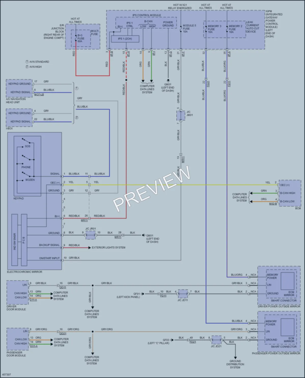2016 Hyundai Genesis Power Mirrors wiring diagram preview