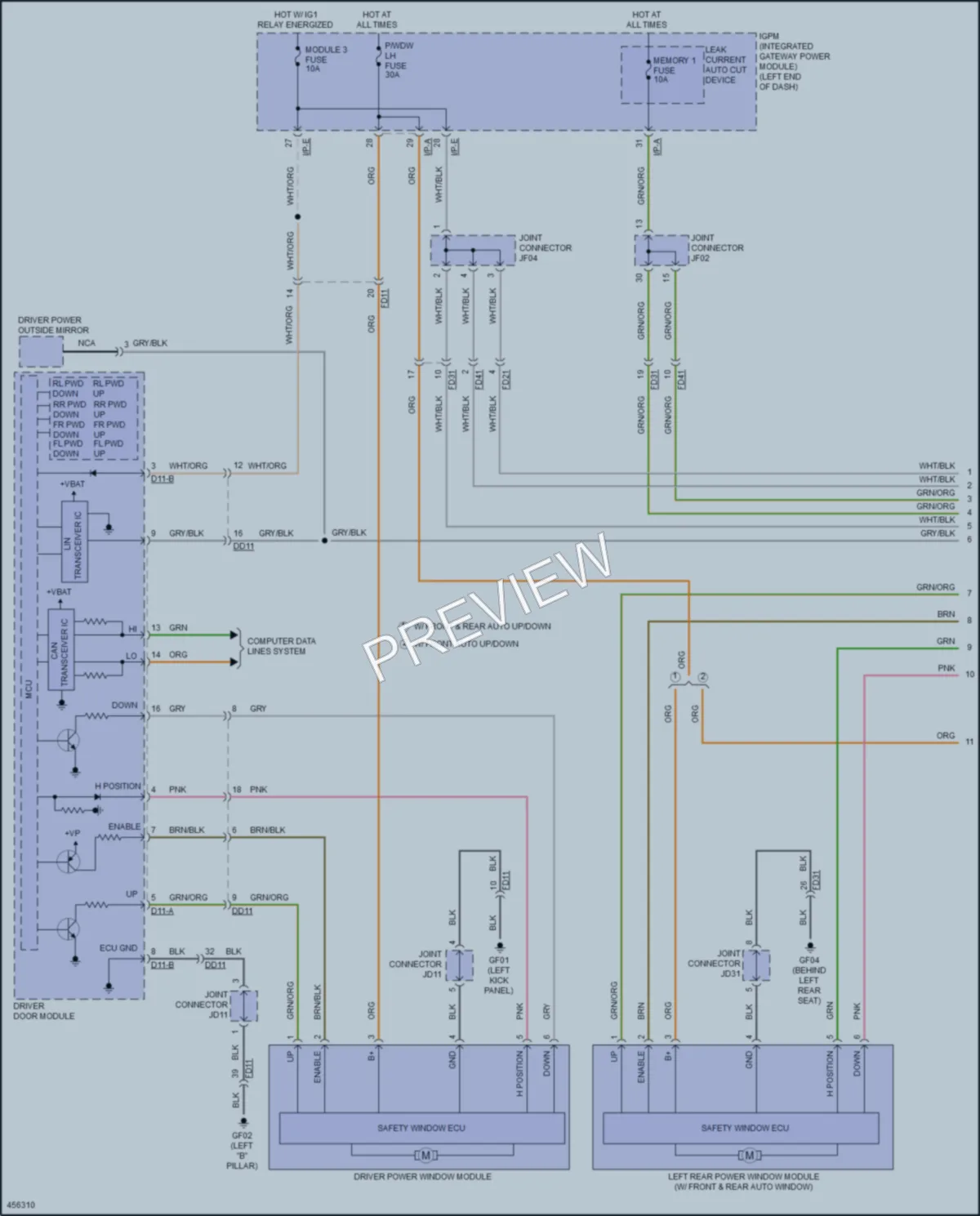 2016 Hyundai Genesis Power Windows wiring diagram preview