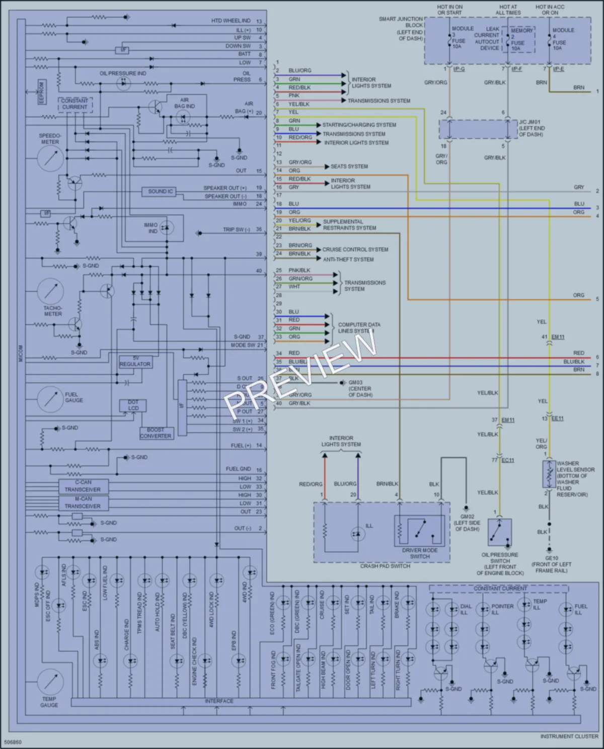2016 Hyundai SantaFe Instrument Cluster wiring diagram preview