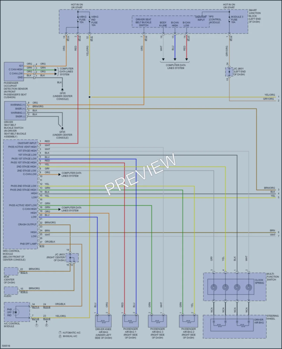 2016 Hyundai SantaFe Supplemental Restraints wiring diagram preview
