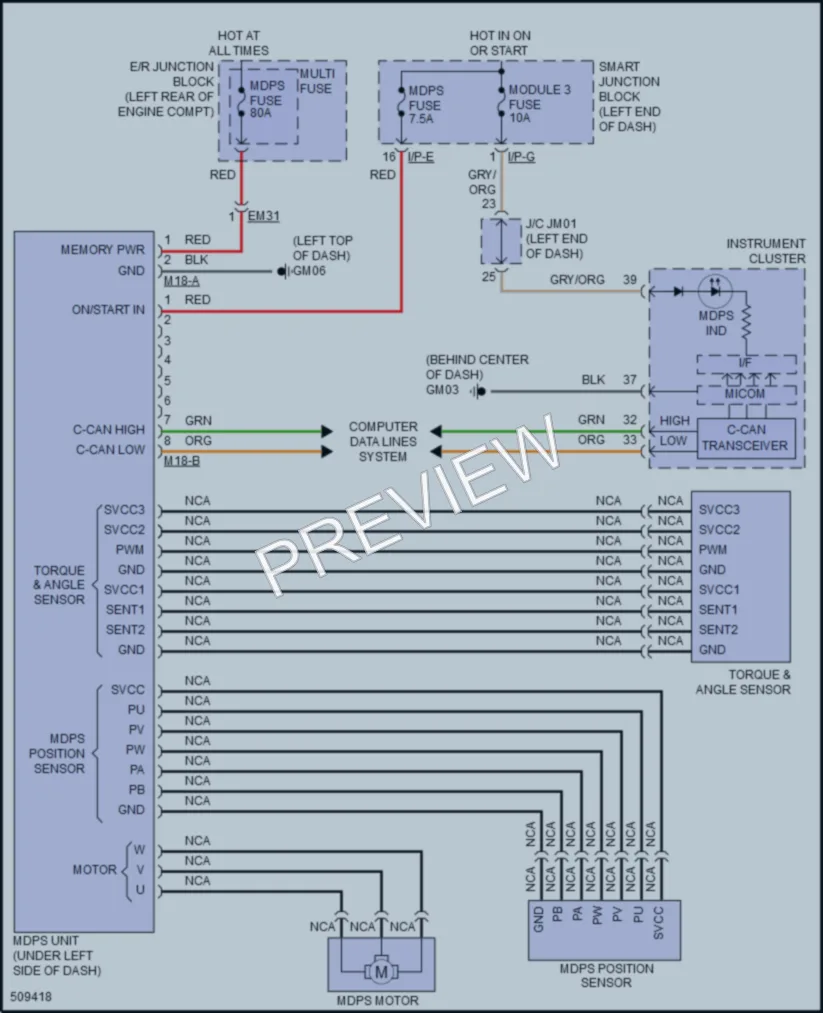 2016 Hyundai SantaFeSport Electronic Power Steering wiring diagram preview