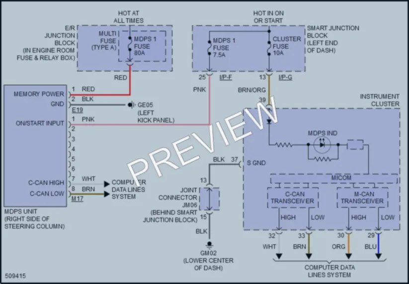 2016 Hyundai Sonata Electronic Power Steering wiring diagram preview
