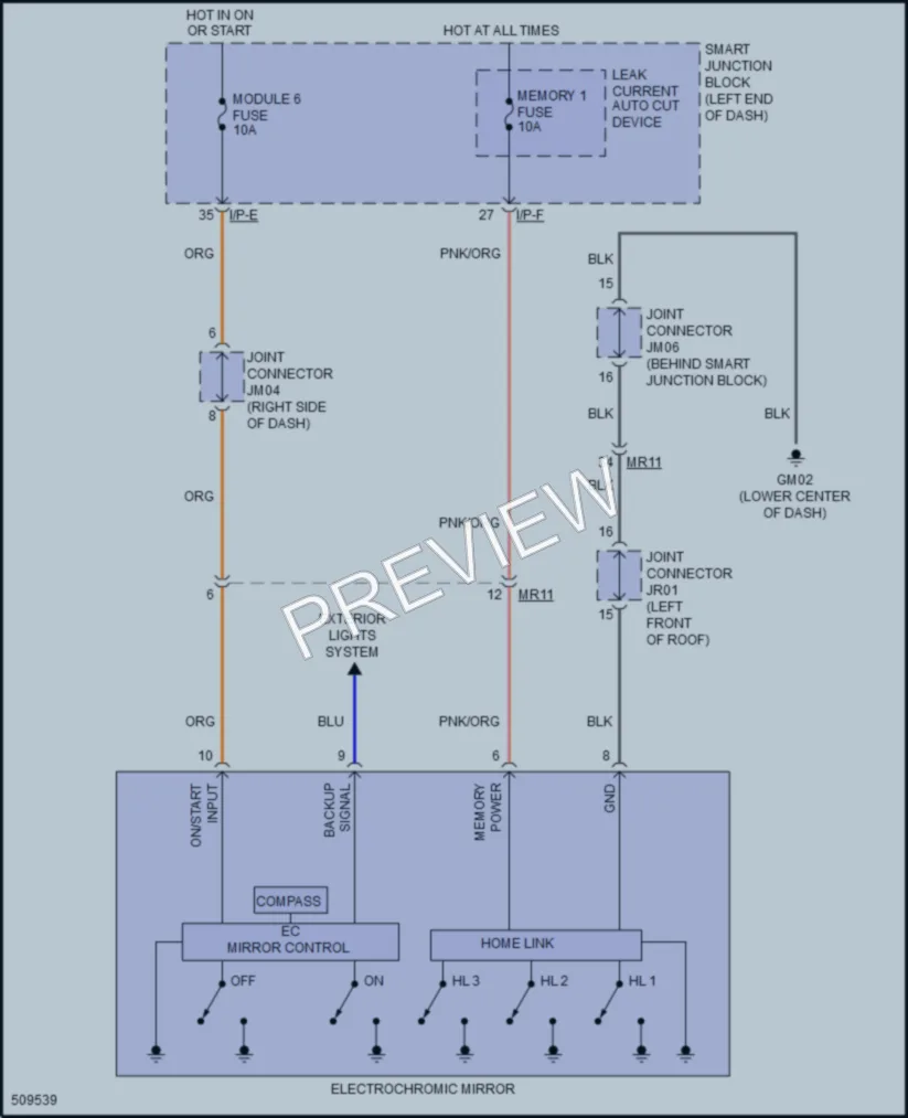 2016 Hyundai SonataHybrid Power Mirrors wiring diagram preview
