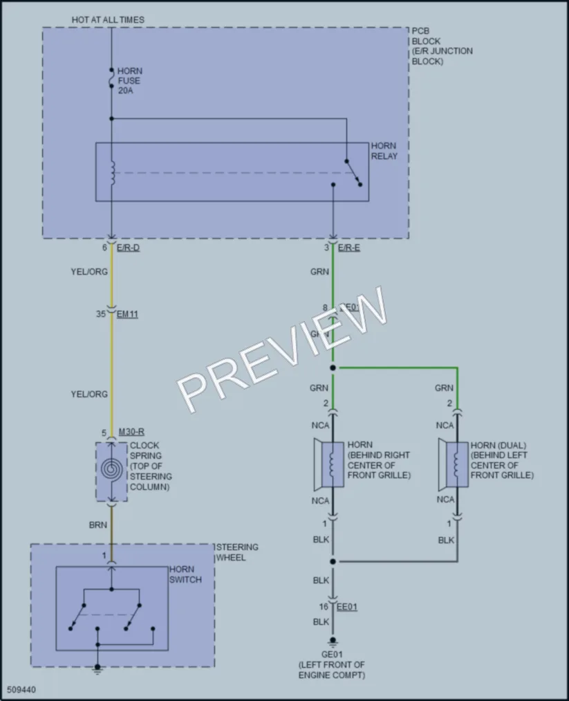 2016 Hyundai SonataPlugIn Horn wiring diagram preview
