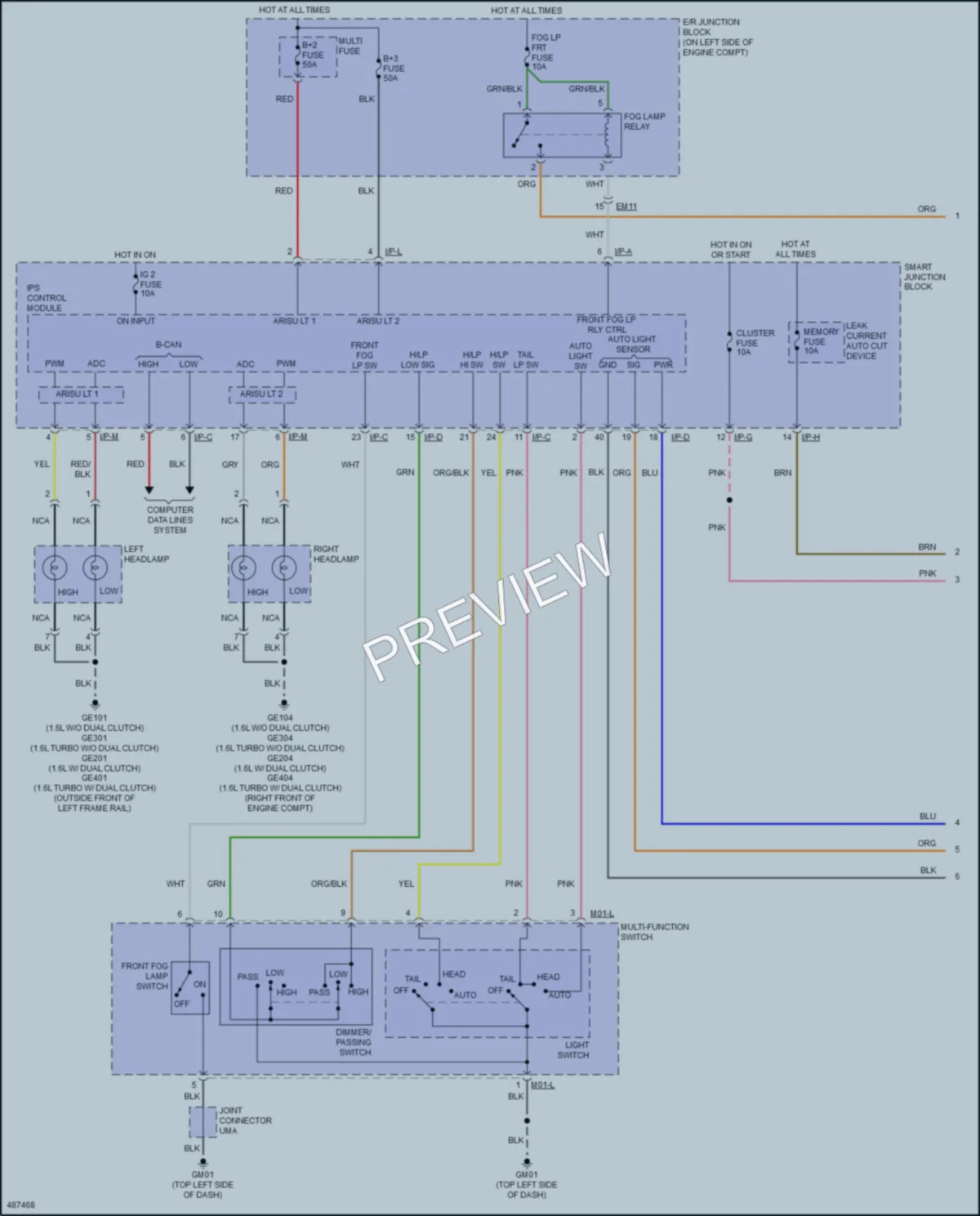 2016 Hyundai Veloster Headlights wiring diagram preview