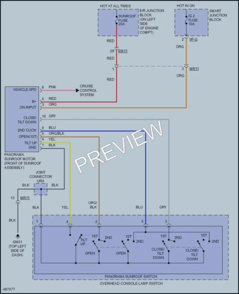 2016 Hyundai Veloster Power Top Sunroof wiring diagram preview