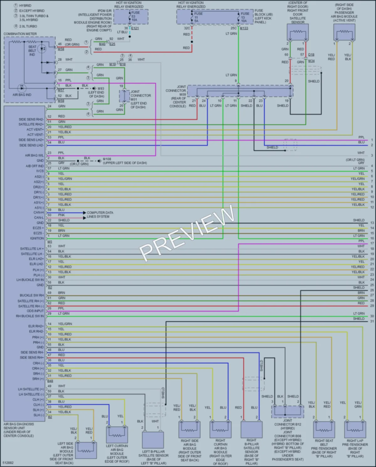 2016 Infiniti Q50 Supplemental Restraints wiring diagram preview