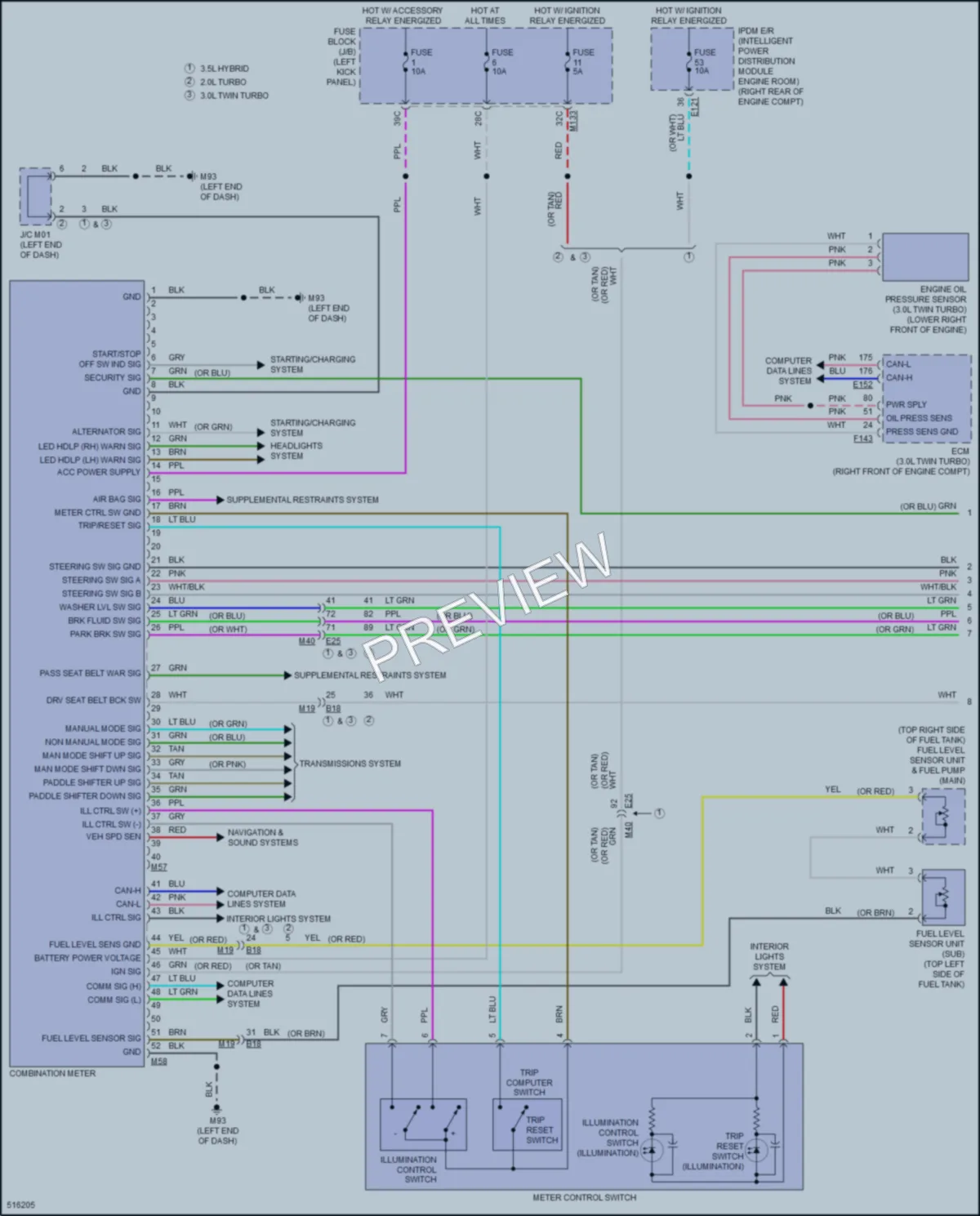 2016 Infiniti Q50Hybrid Instrument Cluster wiring diagram preview
