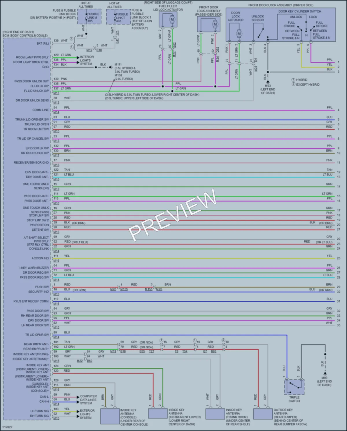 2016 Infiniti Q50Hybrid Power Door Locks wiring diagram preview
