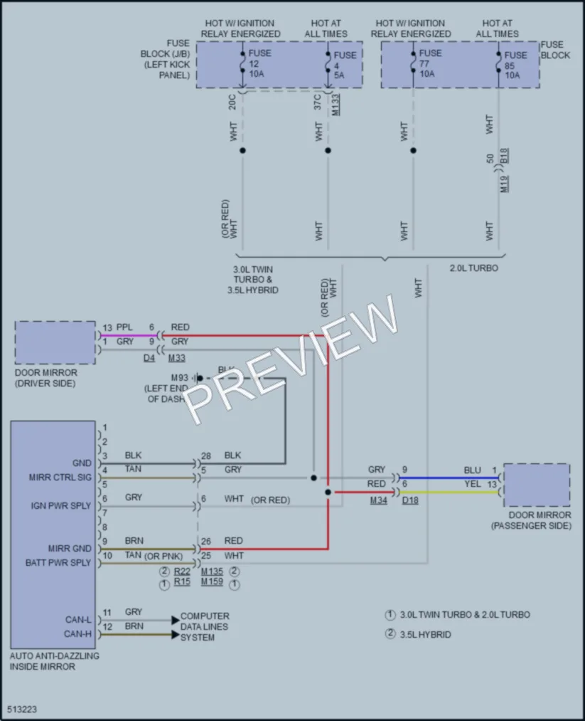 2016 Infiniti Q50Hybrid Power Mirrors wiring diagram preview