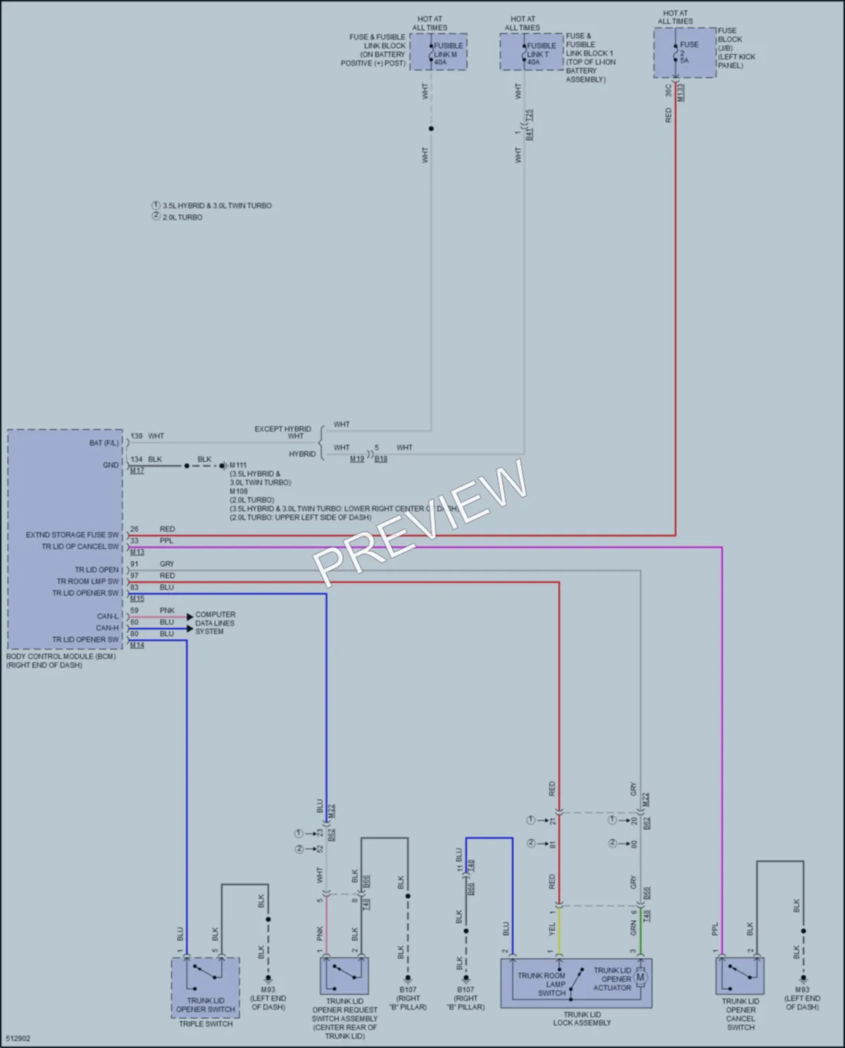2016 Infiniti Q50Hybrid Trunk Tailgate Fuel Door wiring diagram preview