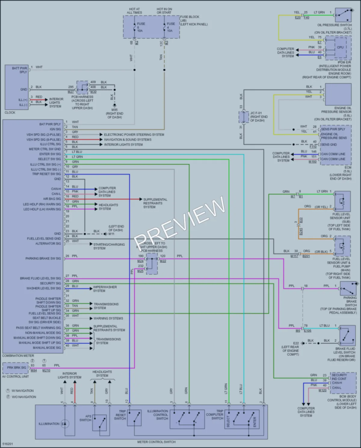 2016 Infiniti Q70 Instrument Cluster wiring diagram preview