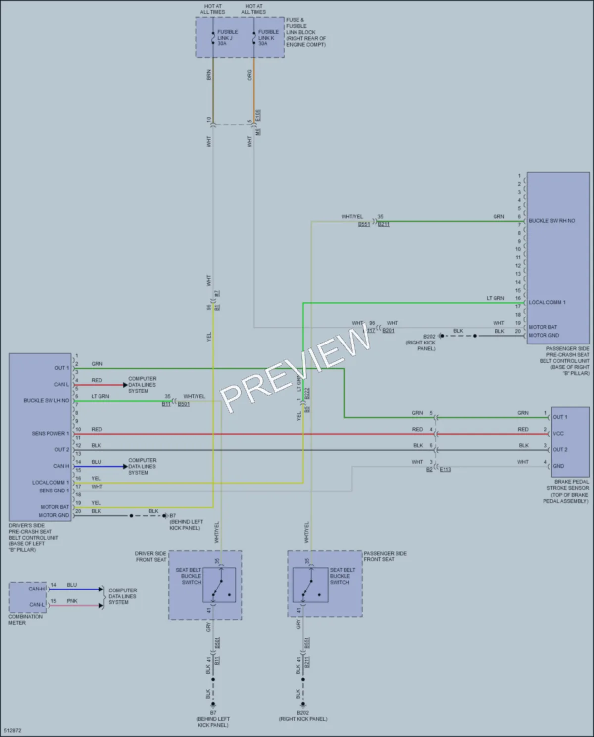 2016 Infiniti Q70 Passive Restraints wiring diagram preview