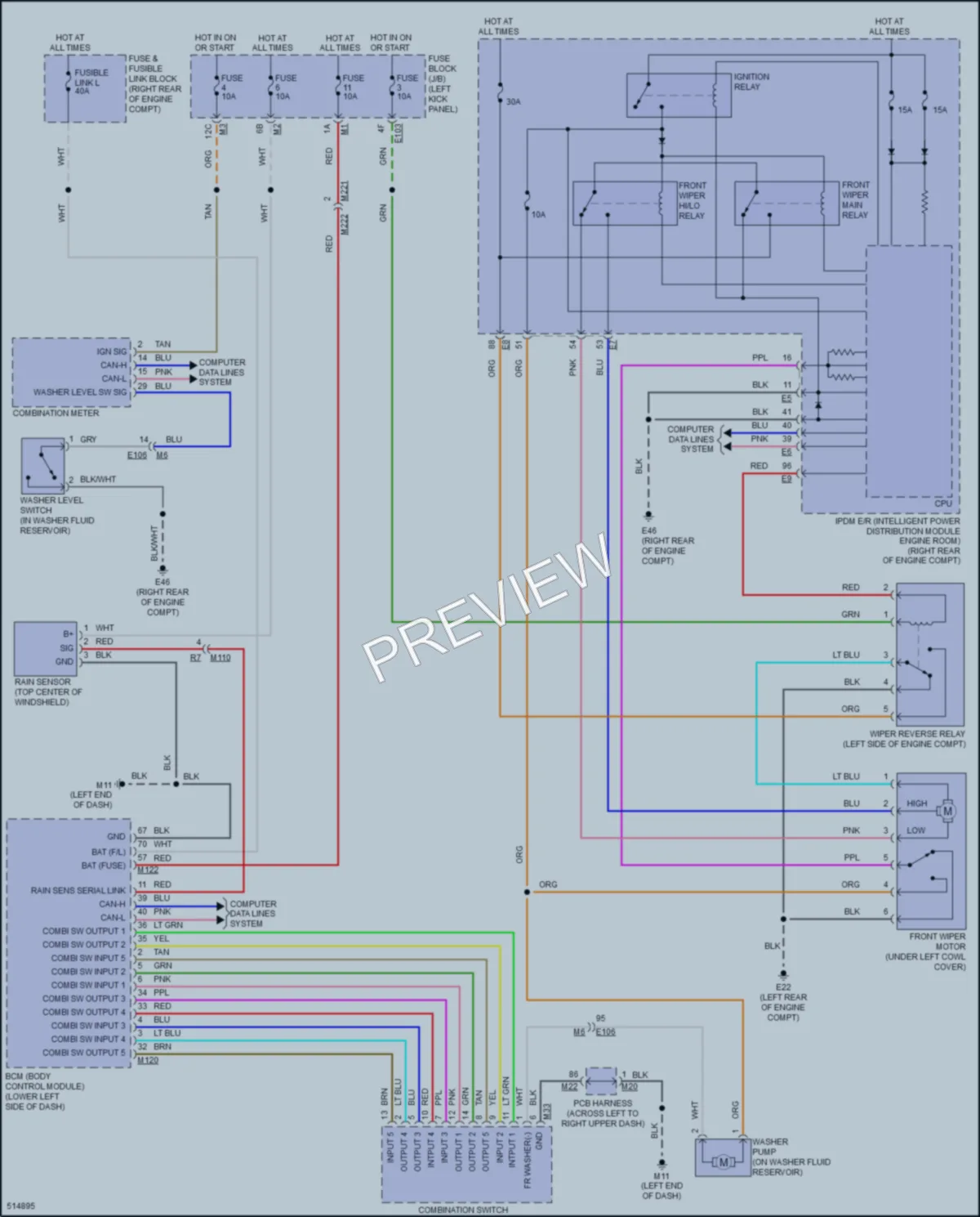 2016 Infiniti Q70 Wiper Washer wiring diagram preview
