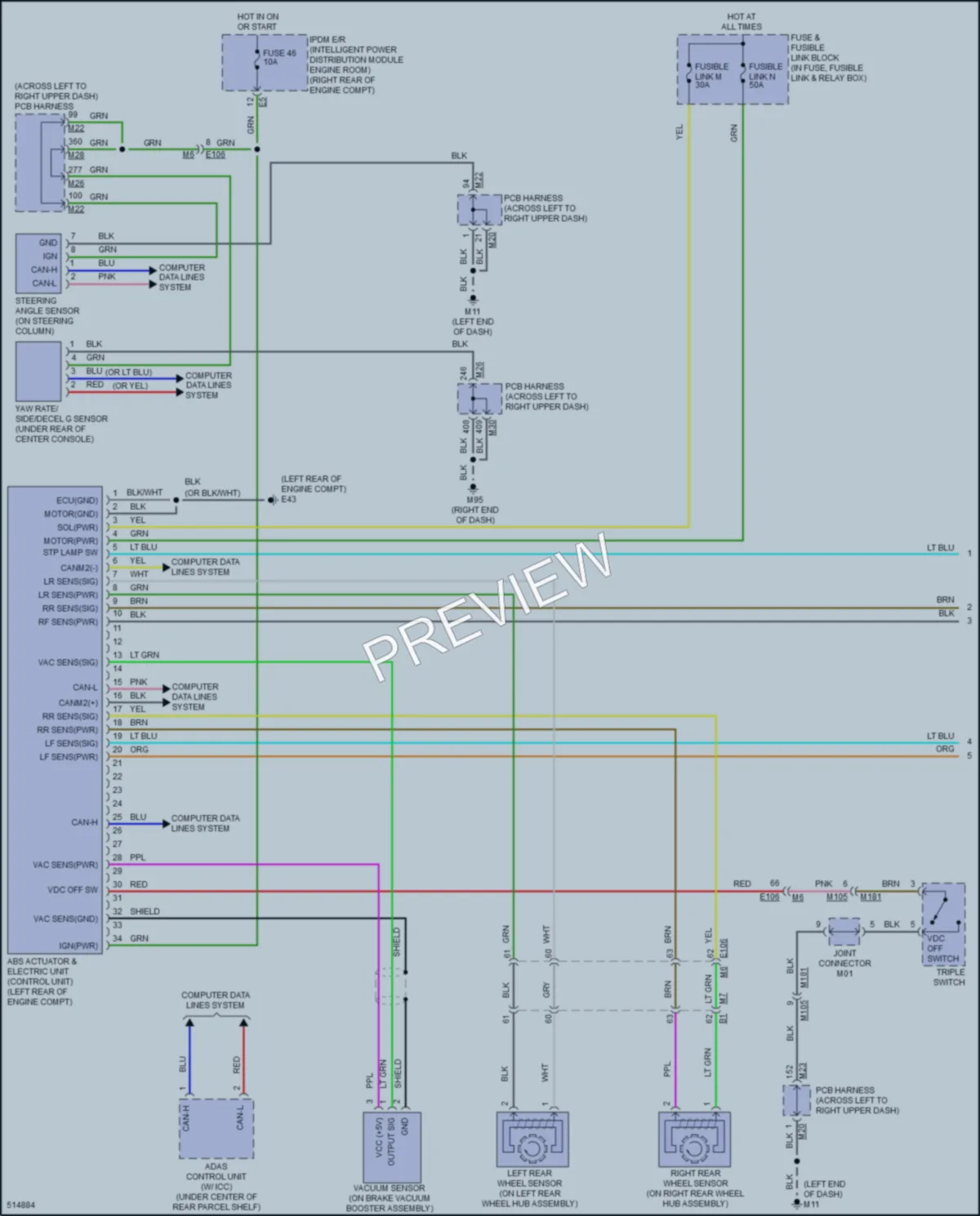 2016 Infiniti Q70Hybrid Anti Lock Brakes wiring diagram preview