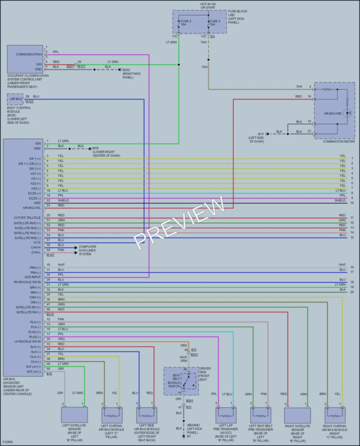 2016 Infiniti Q70Hybrid Supplemental Restraints wiring diagram preview