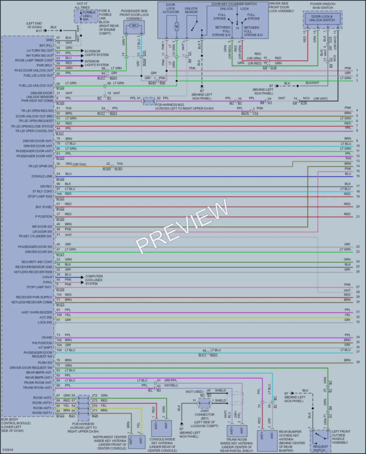2016 Infiniti Q70L Power Door Locks wiring diagram preview