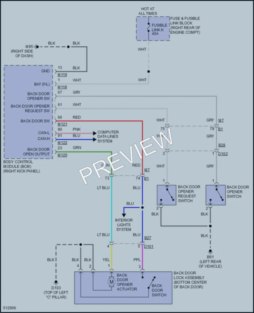 2016 Infiniti QX50 Trunk Tailgate Fuel Door wiring diagram preview