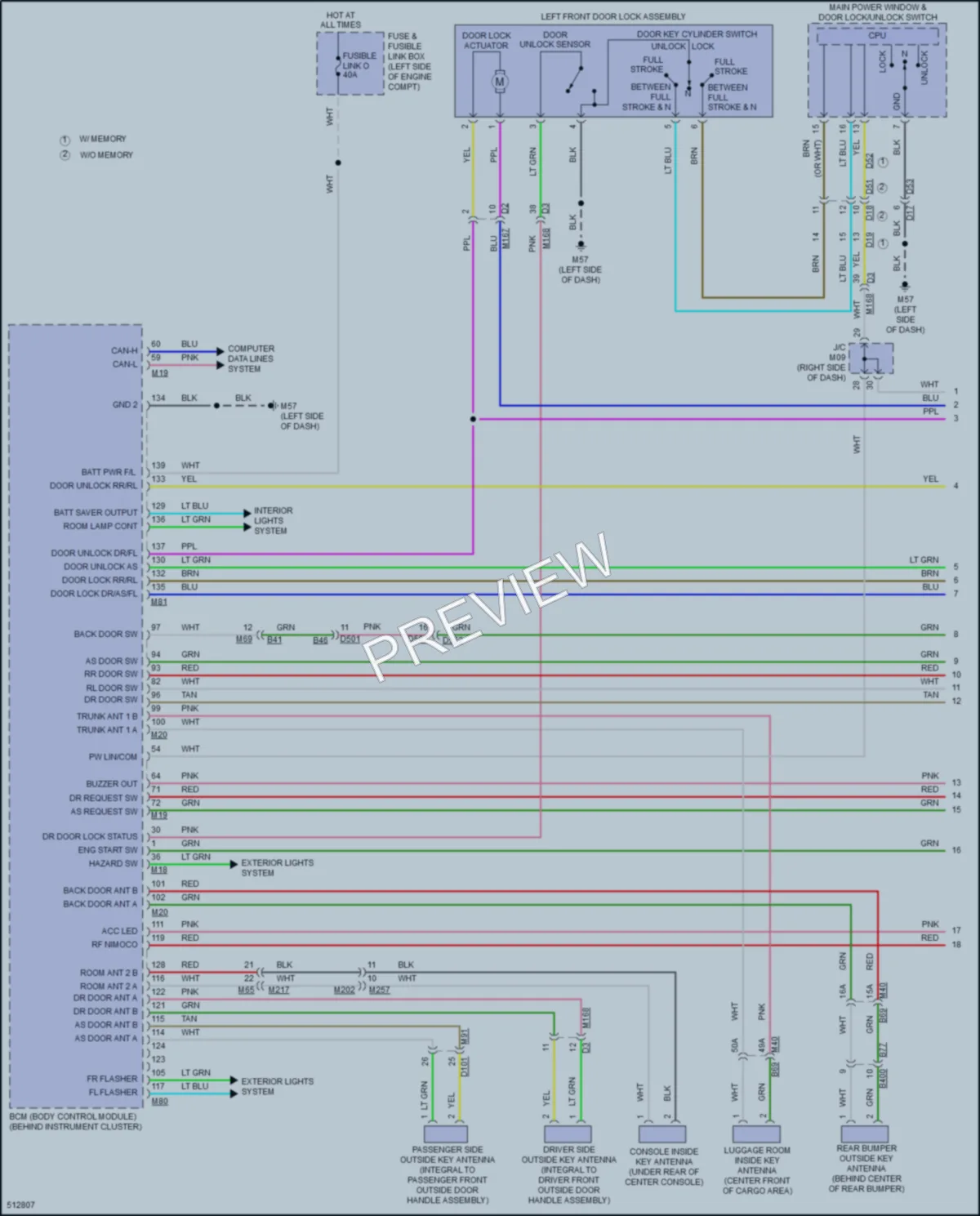 2016 Infiniti QX60 Power Door Locks wiring diagram preview