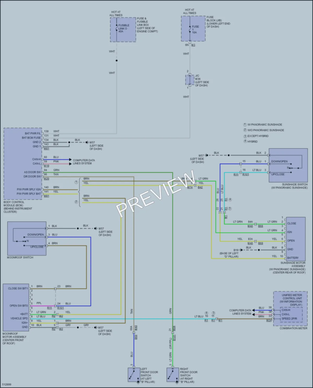 2016 Infiniti QX60 Power Top Sunroof wiring diagram preview