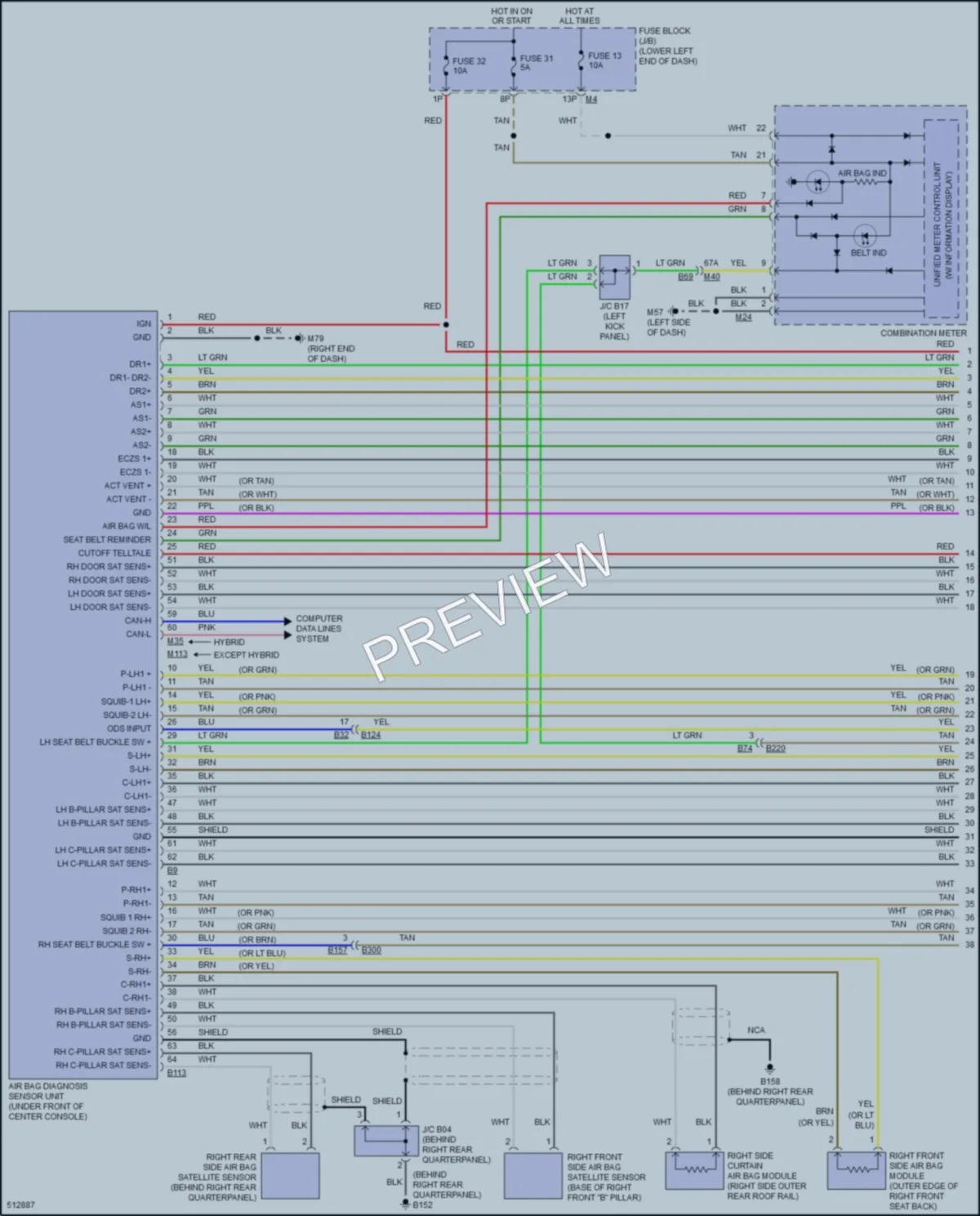 2016 Infiniti QX60 Supplemental Restraints wiring diagram preview