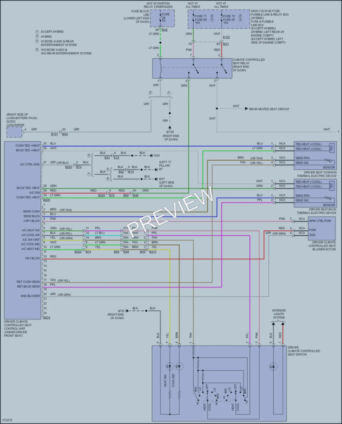 2016 Infiniti QX60Hybrid Power Seats wiring diagram preview