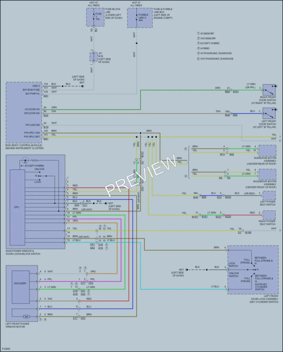 2016 Infiniti QX60Hybrid Power Windows wiring diagram preview