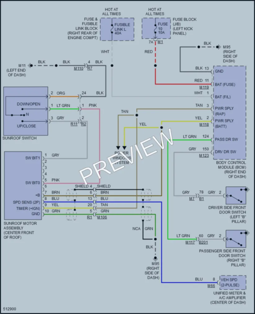 2016 Infiniti QX70 Power Top Sunroof wiring diagram preview