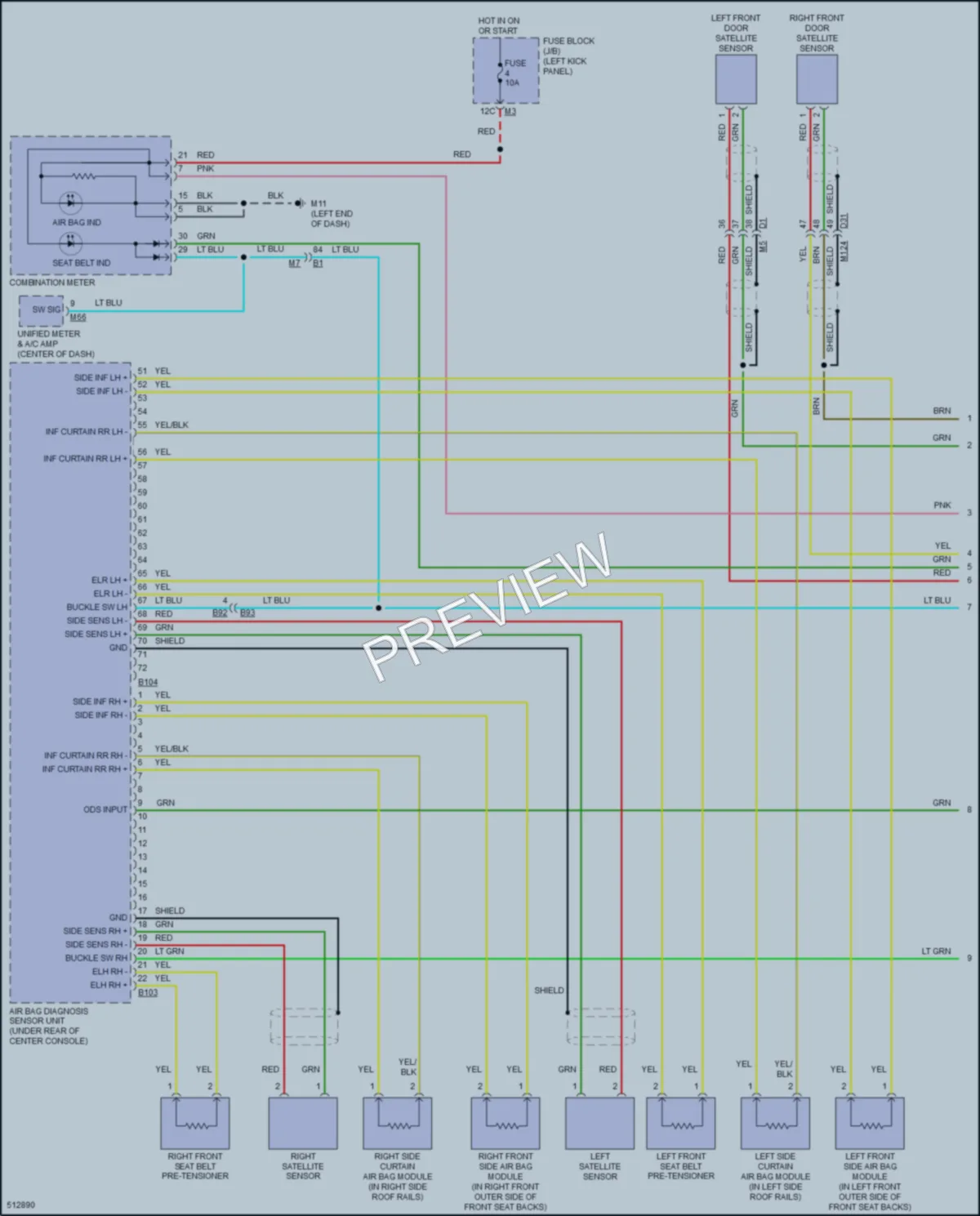 2016 Infiniti QX70 Supplemental Restraints wiring diagram preview