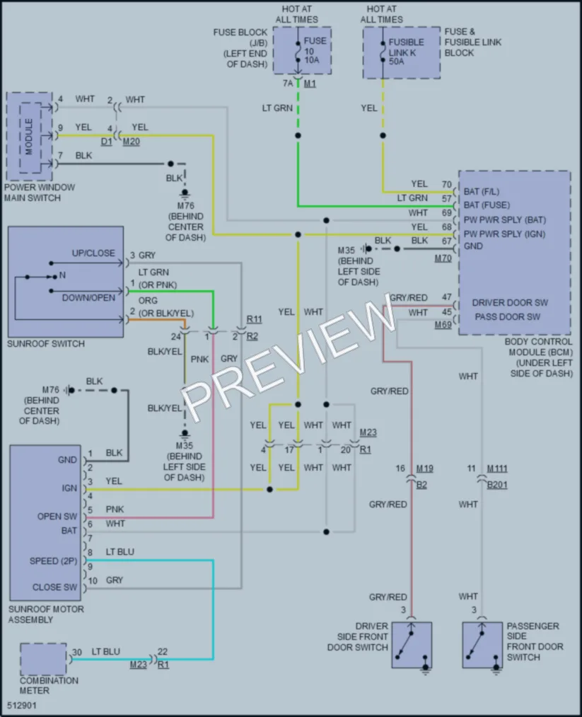 2016 Infiniti QX80 Power Top Sunroof wiring diagram preview