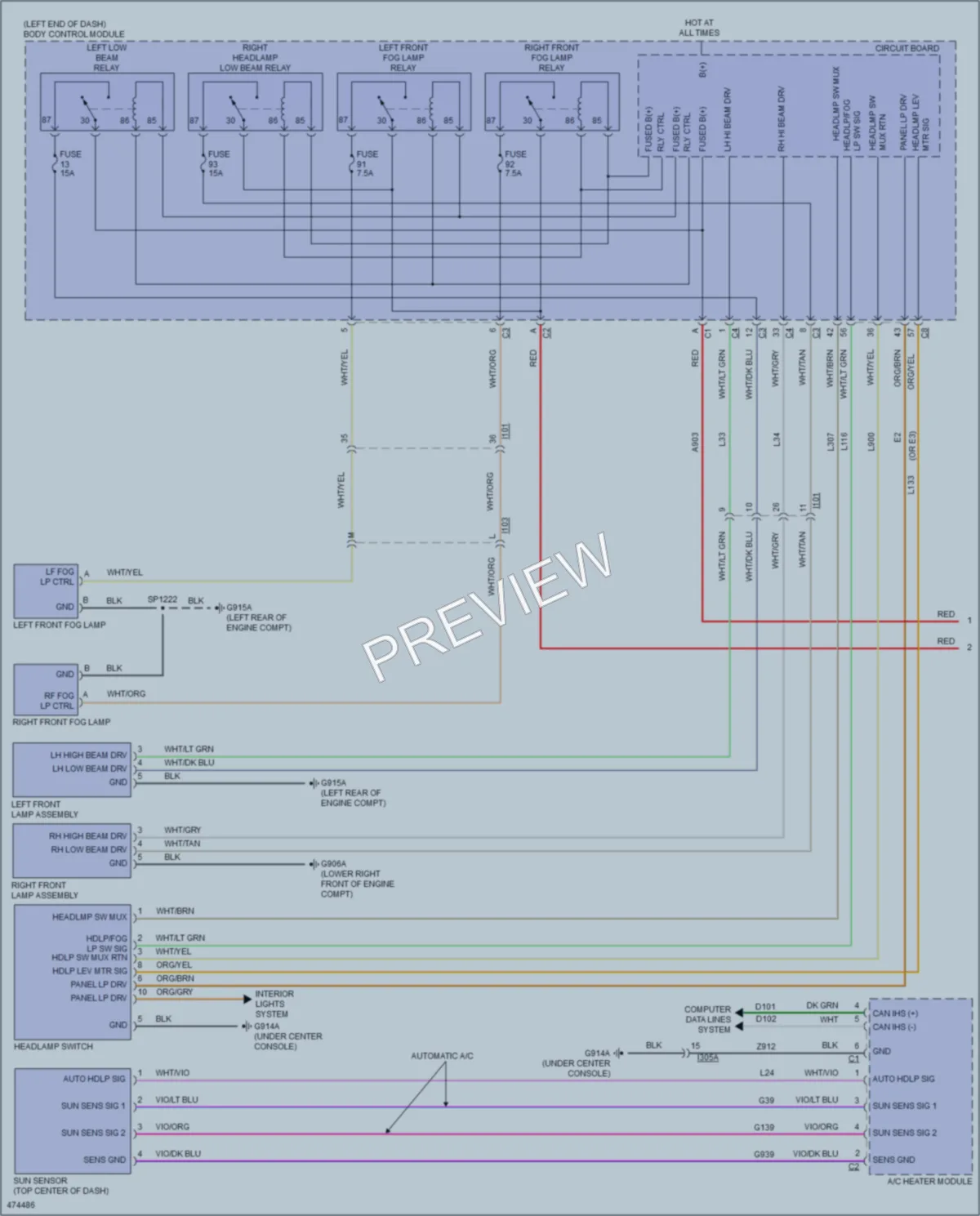 2016 Jeep Cherokee Headlights wiring diagram preview