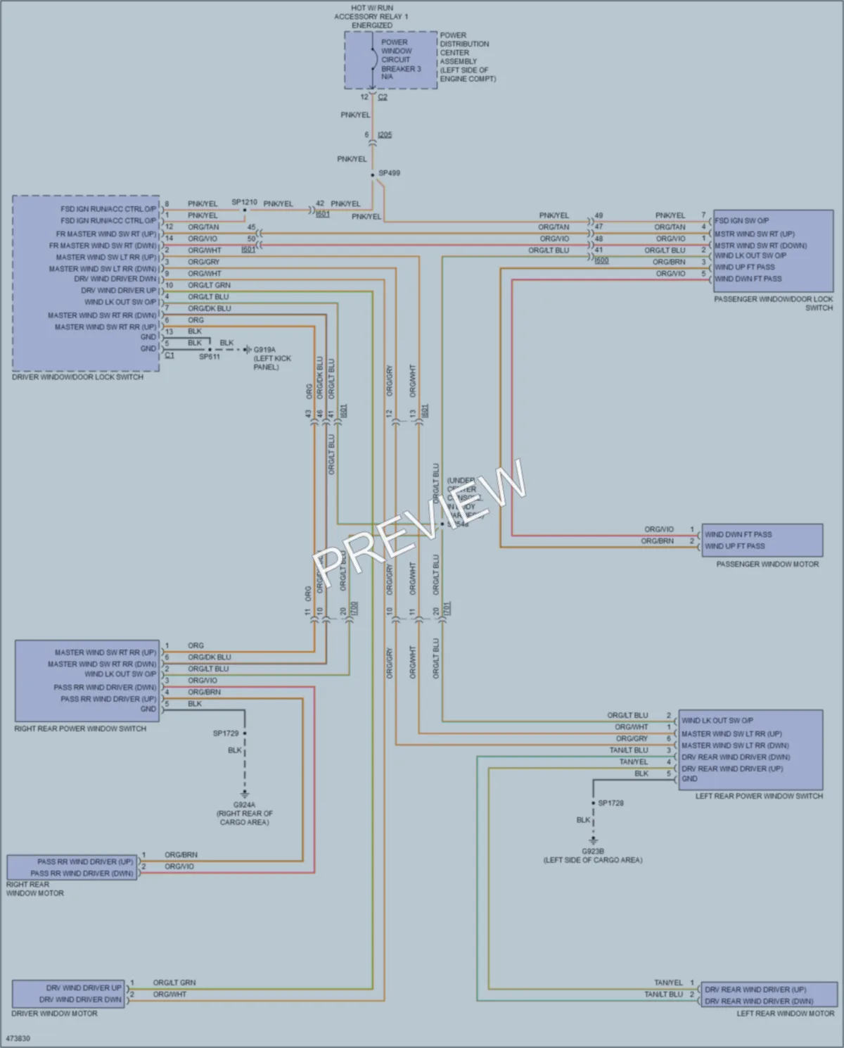 2016 Jeep Cherokee Power Windows wiring diagram preview