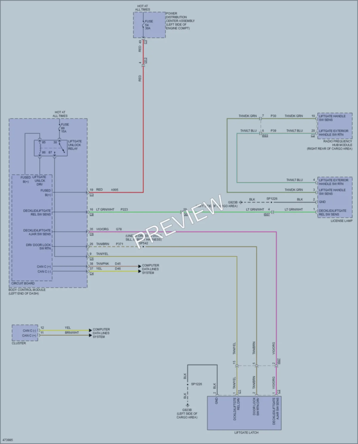 2016 Jeep Cherokee Trunk Tailgate Fuel Door wiring diagram preview