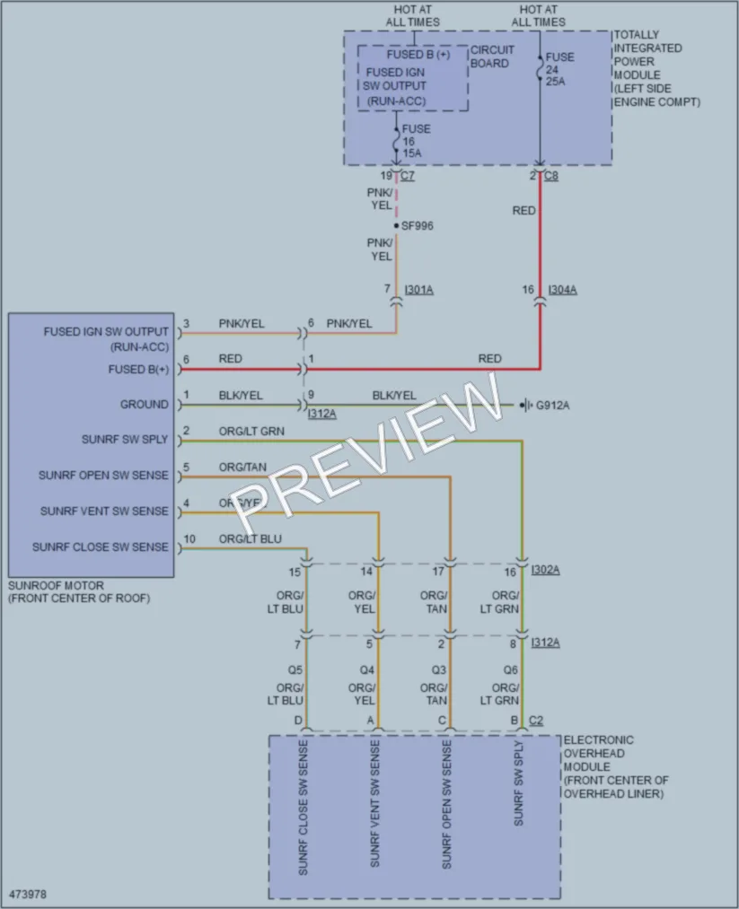 2016 Jeep Compass Power Top Sunroof wiring diagram preview