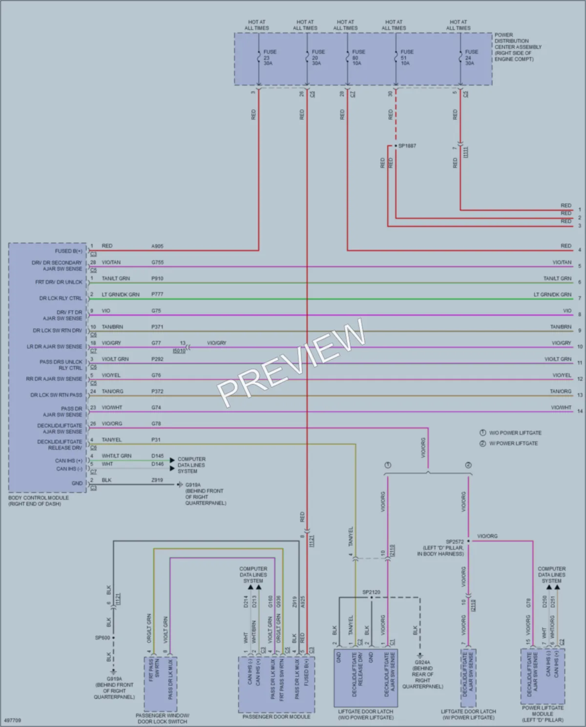 2016 Jeep GrandCherokee Power Door Locks wiring diagram preview