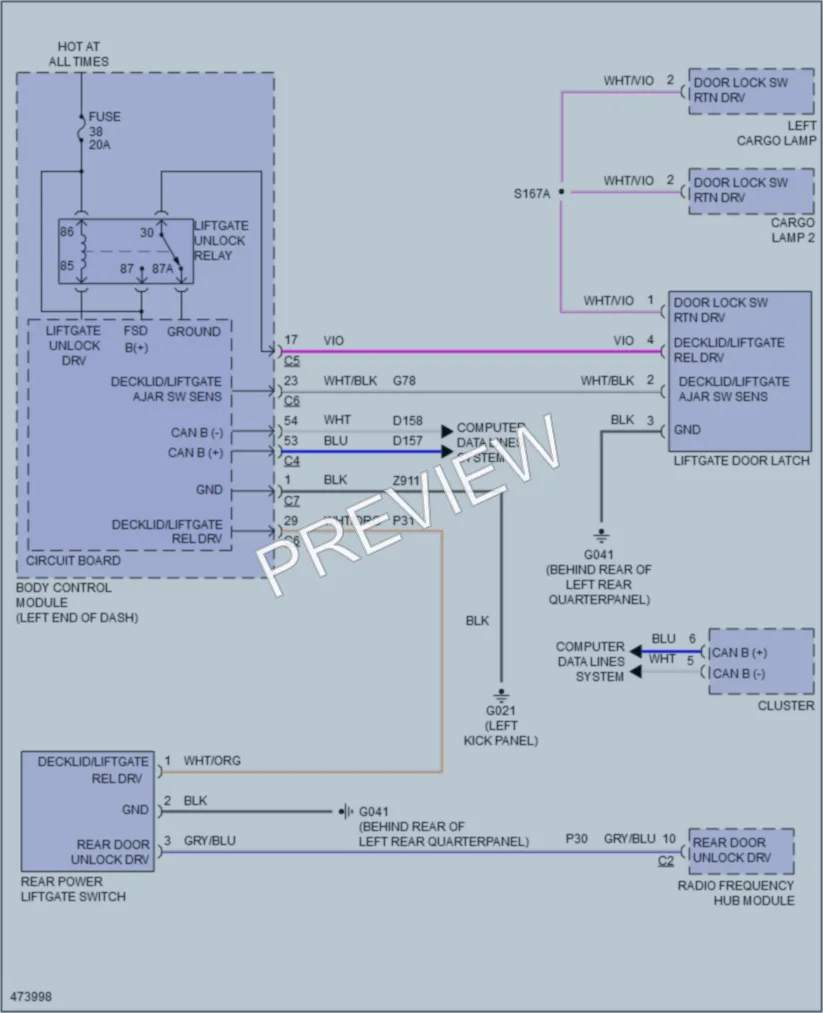 2016 Jeep Renegade Trunk Tailgate Fuel Door wiring diagram preview