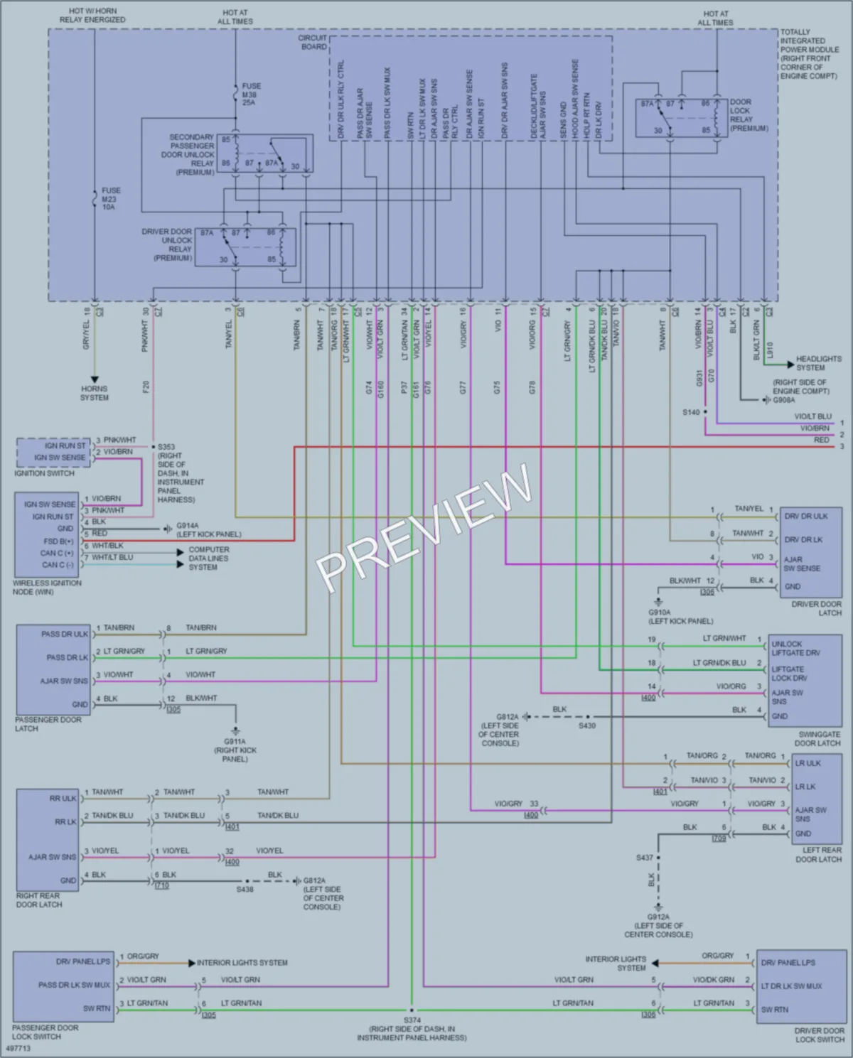 2016 Jeep Wrangler Power Door Locks wiring diagram preview