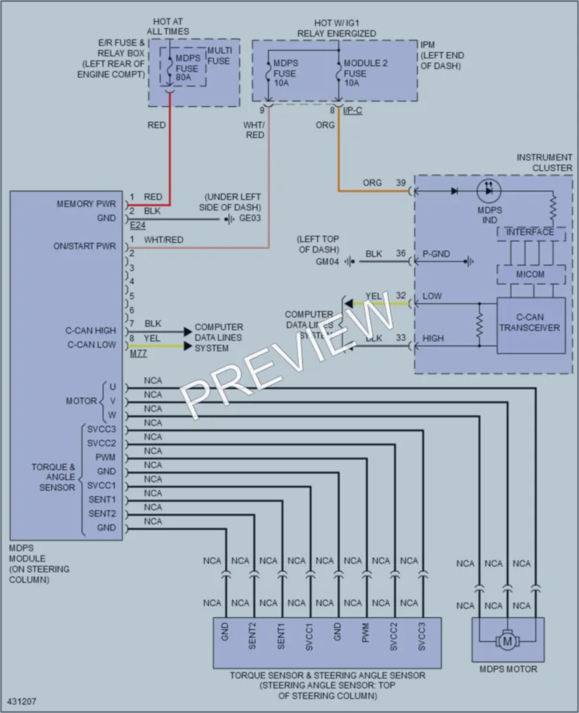 2016 Kia Cadenza Electronic Power Steering wiring diagram preview
