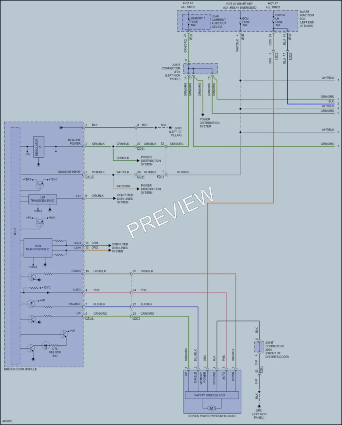 2016 Kia K900 Power Windows wiring diagram preview