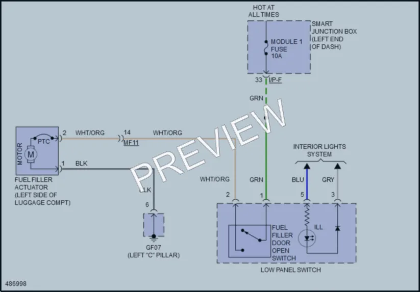 2016 Kia K900 Trunk Tailgate Fuel Door wiring diagram preview