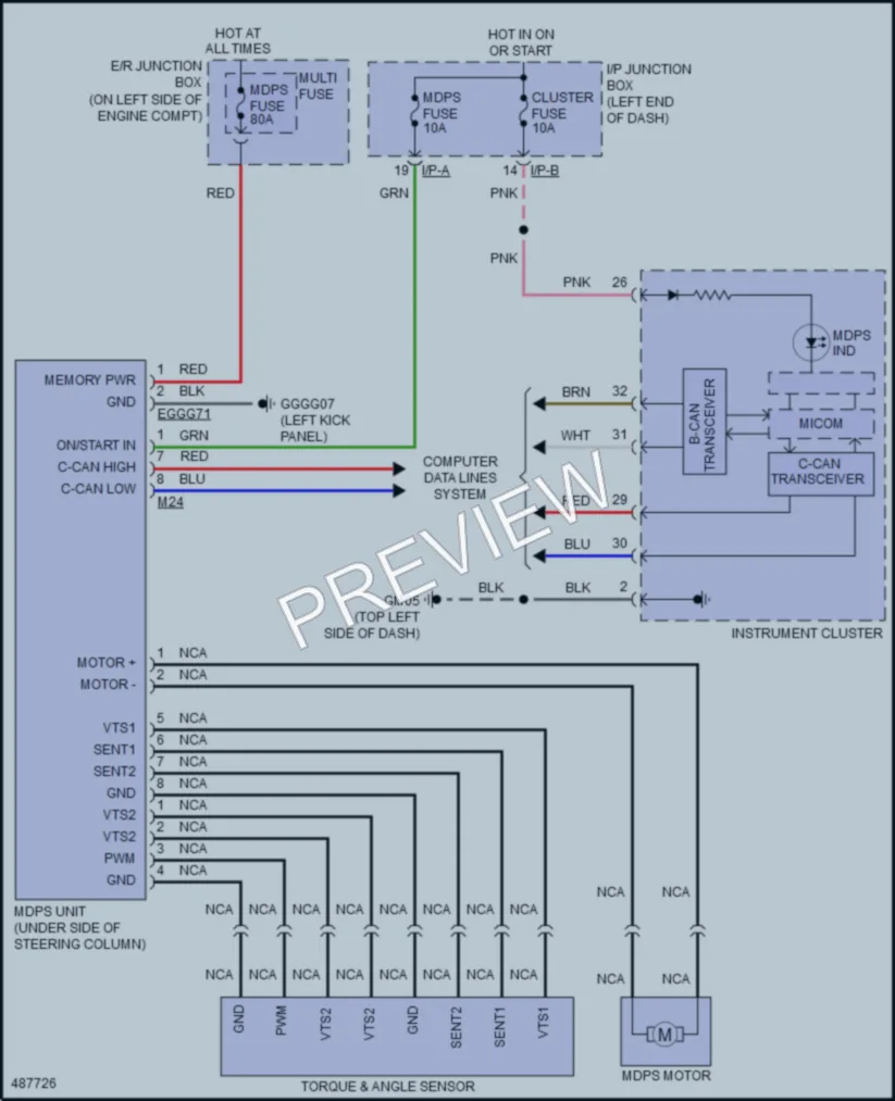 2016 Kia Rio5 Electronic Power Steering wiring diagram preview