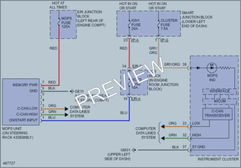 2016 Kia Sedona Electronic Power Steering wiring diagram preview