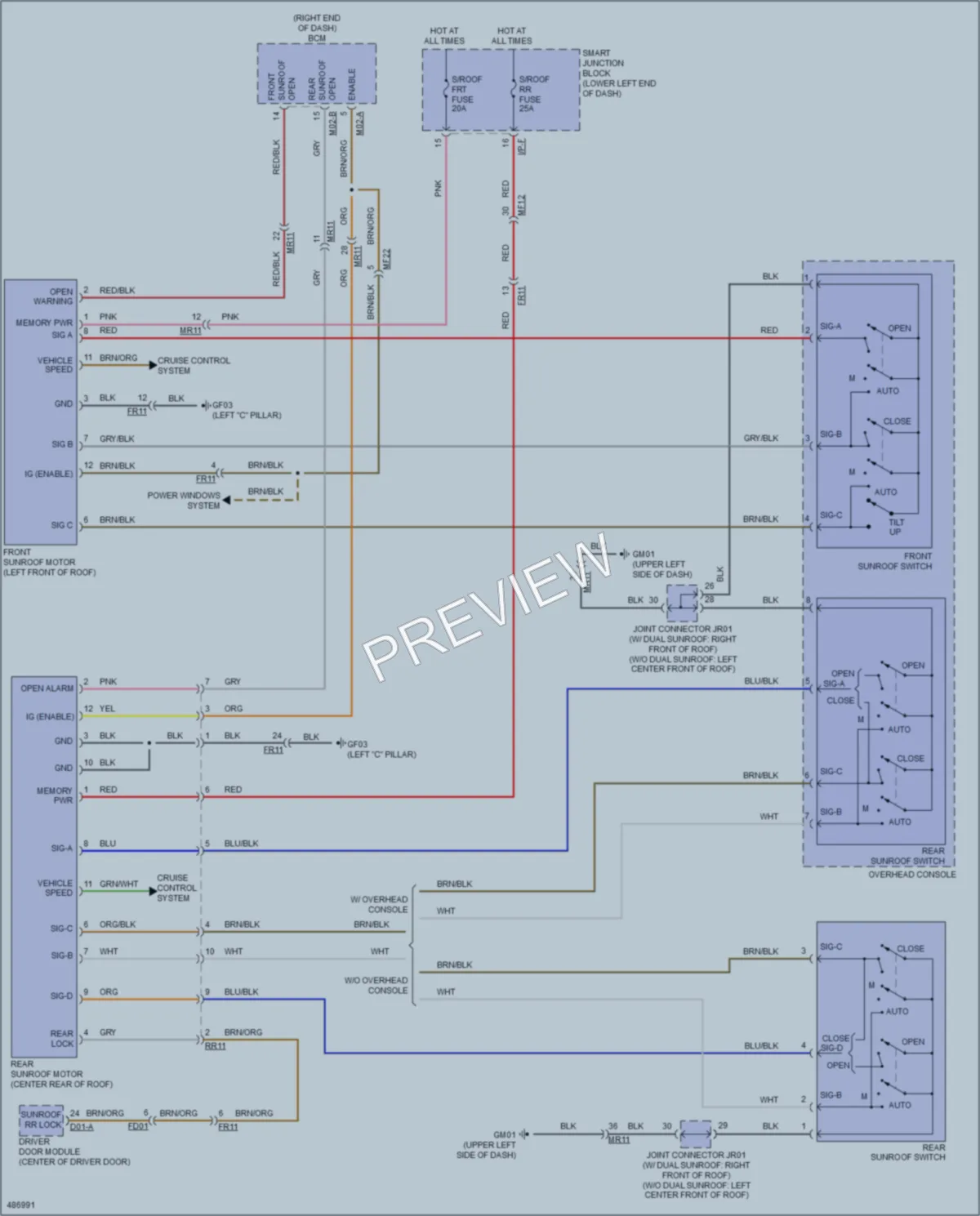 2016 Kia Sedona Power Top Sunroof wiring diagram preview